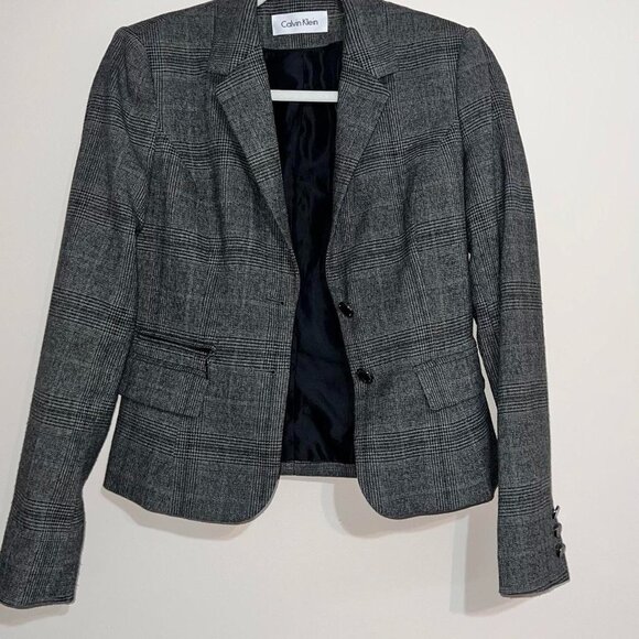 Black and Gray Plaid Calvin Klein Blazer - Picture 1 of 1